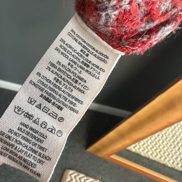 Free People Raggy Hoodie Sweater Womens Sz Medium Red Oversized Boho V-Neck Top - Picture 7 of 7